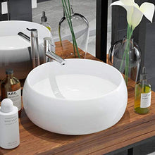 Lavabo da bagno rotondo in ceramica bianca 40 x 16 cm