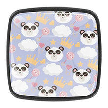 Home - Set di 4 pomelli quadrati per armadietti da cucina, credenze, mobili, mobili, cassetti, cassettiera, cassettiera, con testa a forma di panda con corona a sonaglio, 01