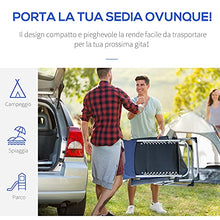 Outsunny Sedia Sdraio Pieghevole da Giardino, Poltrona da Esterno con Schienale Reclinabile, Blu