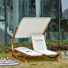 Outsunny Sdraio da Giardino 2 Posti con Schienale Reclinabile 3 Livelli, Tetto e Cuscini, 210x155x175cm Beige