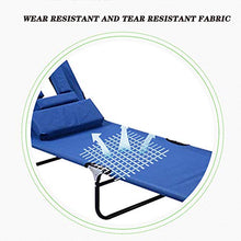 LINGZE Lettino Prendisole Pieghevole reclinabile Sedia con Cuscino, Giardino Spiaggia reclinabile per Esterni Regolabile, Blu