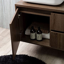 Kiamami Valentina MOBILE BAGNO SOSPESO EFFETTO LEGNO NOCE SCURO 120CM E SPECCHIO A FILO | SIENA