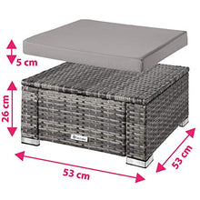 TecTake 800768 Pouf in Polyrattan, Confortevole Cuscino, Resistente alle Intemperie - Disponibile in Diversi Colori - (Grigio | No. 403582)