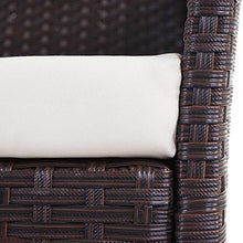 Mendler Serie Halden per l'esterno Divano Sofa 2 posti polyrattan Marrone con Cuscino Avorio