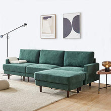 belupai Divano moderno in tessuto, a forma di L, 3 posti, con ottomana, 266 cm, smeraldo
