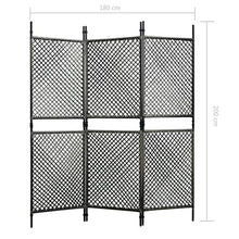 E E-NICES Paravento a 3 Pannelli in Polyrattan Antracite 180x200 cm