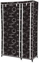 Kit Closet Armadio tessuto 4 RIPIANI + Gancio, decorato Nero