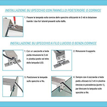 Inbagno Specchio con Lampada LED Reversibile, COMPLETA di luce LED cromata da 30 cm a risparmio energetico (Luce Naturale, 50x60 Reversibile)