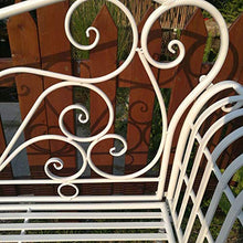 Terrazza panchina da giardino retrò panchina da esterno, Panca in metallo impermeabile e frangisole con schienale e braccioli, Panchina decorativa per parco all'aperto, può ospitare 2-3 persone