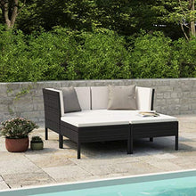 FAMIROSA Set Divani da Giardino 4 pz con Cuscini in Polyrattan Nero-6966