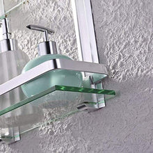 SYyshyin Mensole in Vetro per Bagno a 2 Livelli, mensola per Doccia, cestello per Vasca, mensola per mensola in Alluminio