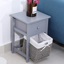 Comodino Comodino in Legno Semplice 2 Pezzi/Set con Cassetto E Cestello Portaoggetti (Grigio)