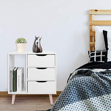 Comodino, tavolino da comodino in truciolato, design spazioso (bianco)