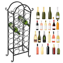 Porta Bottiglie in ferro, Scaffale a forma ad curvo per Vino Cantinetta Portabottiglie per 21 Bottiglie, 20 x 34 x 88 cm