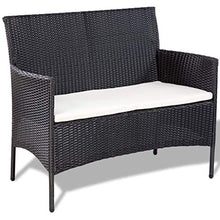 FAMIROSA Set Divani da Giardino 4 pz con Cuscini in Polyrattan Nero-4186