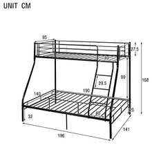 Letto a castello in metallo, struttura tripla in metallo, per letto singolo e matrimoniale, 3 posti letto, letto a castello per camera dei bambini, dormitorio, camera da letto