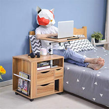Comodino Multifunzionale moderna Rolling Wood Comodini Tavolo computer Comodino con cassetti, regolabile in altezza da letto Side Governo di immagazzinaggio su ruote for casa e ufficio Multifunzionale