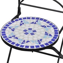 vidaXL Set 2 pz Sedia Bistro in Ferro da Giardino Esterno con Mosaico Blu/Bianco