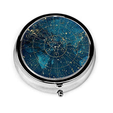 Star Map - Contenitore rotondo per pillole, 3 scomparti, in metallo, per medicina, vitamina