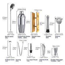YUTRD ZCJUX 14pcs Cocktail Shaker Set 750ml Acciaio Inossidabile BARTAREND Kit Miscelatore Bevanda BARTANDE Kit Bars Set Accessori Accessori