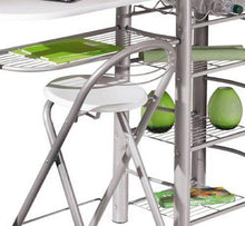 Inter Link Set Bar Tavolo e Sgabelli MDF, Bianco Lucido e Metallo ALU Grigio