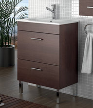 Yellowshop - Mobile Mobiletto da Bagno in Legno Cm 60 Completo di Lavabo in Porcellana E Specchiera Arredo Moderno Modello Almagro 600 (Wengé)