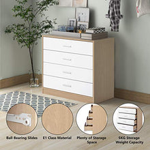 MoovGTP - Comodino moderno con 4 cassetti, con maniglie in metallo e guide per comodino, organizer per camera da letto, soggiorno