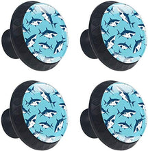 Squali feroci blu marino Pomelli per Porta Set di 4 Pomelli per Mobili Manopole per Cassetti Cucina Armadio Vetro