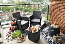 Keter Iowa Balcony Set, Set Mobili da Esterno 2 Poltrone e Tavolino Contenitore Grafite
