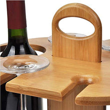 Service21 Porta bottiglie di vino per 2 bottiglie e 4 bicchieri, con apribottiglie in 100% bambù sostenibile