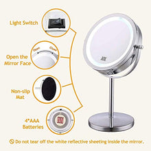 ZMIN Specchio per Il Trucco, 7Inch ingrandimento Specchio con Double Sided Luce 1X / 10X LED Specchio da rasatura Funzionamento a Batteria