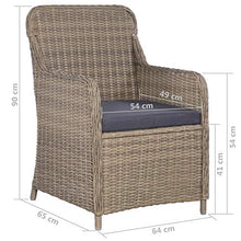 vidaXL Set da Bistro 3 pz con Cuscini Polyrattan Marrone Tavolo Sedie Esterni