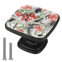 Japanese crane bird seamless pattern Pomelli per Porta Set di 4 Pomelli per Mobili Manopole per Cassetti Cucina Armadio Vetro