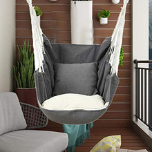 Poltrona sospesa 130 x 100 cm, comoda e durevole, amaca in cotone con cuscino, elegante, per interni ed esterni, balcone, camera da letto, patio, fino a 200 kg