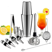Wenzhihua Set di Miscelazione per Cocktail 13pcs / Set Acciaio Inossidabile Cocktail Shaker Ice Tong Mixer Drink Boston Bartender Browser Kit Bar Set Professional Bar StrumentoStrumento A Barre
