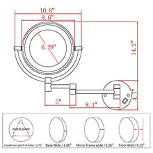Specchio con ingrandimento 10x/1x, per rasatura e trucco con luci a LED, montaggio a parete, luce chiara a specchio, oro, plug-in