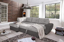 Germanvox Divano ad Angolo con Funzione Letto e Penisola Contenitore Sx, in Microfibra stampata Cat.1 Grigio scuro e Grigio chiaro L.244 P.172 H.88 cm - Arredi Casa