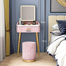 ZRN Tavolo da Trucco Set da toeletta, toletta per Trucco con Specchio Quadrato Oscurante, 1 Grande cassetto con Guide scorrevoli, Sgabello Imbottito, Set Camera da Letto per Donne Ragazze