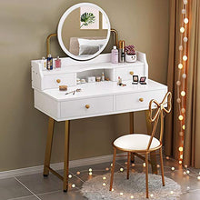 ZRN Tavolo da Trucco Set da toeletta con Specchio Oscurante Touch Screen, 3 modalità di Illuminazione a Colori, vanità con 2 cassetti scorrevoli e Sgabello Imbottito