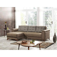 Divano Letto Contenitore Morris 3 posti in tessuto con chaise longue (Marrone)