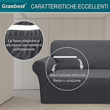 Granbest 1-Pezzo Copridivano Elasticizzato 4 Posti Universale Antiscivolo Fodera per Divano Design a Strisce Tessuto Spesso (4 Posti, Grigio)