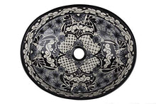 Serena Cerames - Lavabo messicano in bianco e nero, 44 x 35,5 x 15 cm