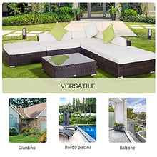Outsunny Mobili da Giardino in Rattan PE con Divano Angolare e Pouf con Cuscini Telaio Set da 18 Pezzi, Marrone