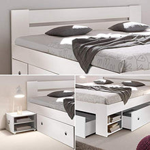 Stella Trading Stefan Letto Matrimoniale Moderno 140 x 200 cm con 2X comodini-cameretta Completa in Bianco, Engineered Wood