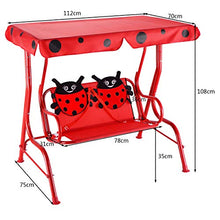 DREAMADE Altalena Dondolo da Giardino per Bambini con 2 Posti e Tetto Regolabile 117 x 78 x 116 cm (Rosso)