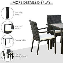 Set Tavolo con 4 Sedie da Giardino in Rattan Nero