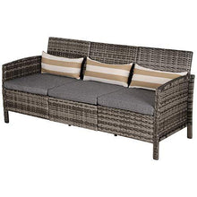 Outsunny Divano 3 Posti da Esterni in Rattan (PE) con Cuscini Imbottiti e Sfoderabili, Giardino/Terrazzo, 173x68x78cm - Arredi Casa