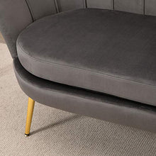 homcom Divano 2 Posti in Velluto e Gambe in Metallo, Arredamento Vintage Casa e Ufficio, 130x63x73cm Grigio