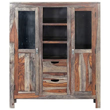 vidaXL Credenza Armadio Madia Resistente Solida Robusta Durevole Elegante Pratica Rustica di Tendenza Grigia 118x40x140 cm Legno Massello Sheesham