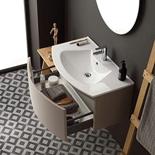 Kiamami Valentina MOBILE BAGNO SOSPESO CM82 CON CASSETTONE CURVO CAPPUCCINO LUCIDO | RIVA